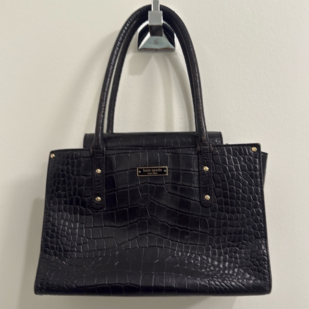 Kate Spade Elegant Black Croc-Pattern Purse Bag